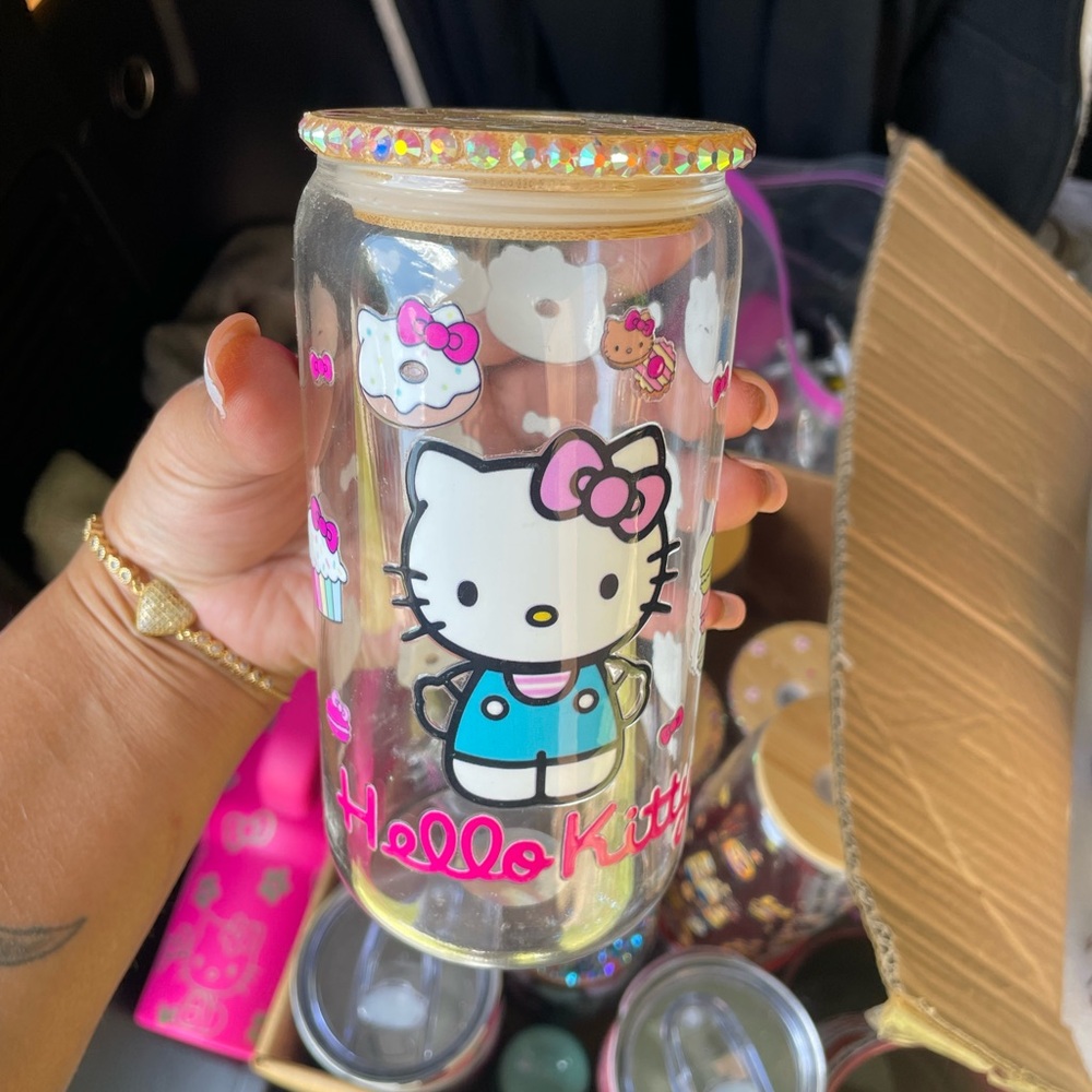 Hello Kitty Glass Tumbler with Pink Accents